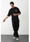 Baskılı Oversize T-Shirt - Siyah -