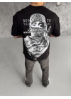 Baskılı Oversize T-Shirt - Siyah -