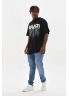 Baskılı Oversize T-Shirt - Siyah -