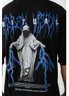 Baskılı Oversize T-Shirt - Siyah -