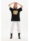 Baskılı Oversize T-Shirt - Siyah -