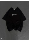 Baskılı Oversize T-Shirt - Siyah -