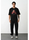 Baskılı Oversize T-Shirt - Siyah -