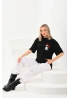 Baskılı Oversize T-Shirt - Siyah -