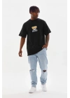 Baskılı Oversize T-Shirt - Siyah -