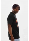 Baskılı Oversize T-Shirt - Siyah -