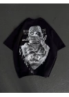 Baskılı Oversize T-Shirt - Siyah -