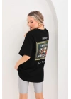 Baskılı Oversize T-Shirt - Siyah -