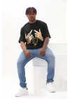 Baskılı Oversize T-Shirt - Siyah -