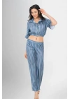 Bicomi 2li Desenli Saten Pijama Takımı