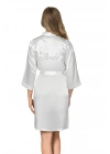 Bicomi Beyaz Kısa Saten Bride Sabahlık
