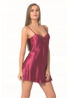 Bicomi Bordo Kısa Saten Gecelik