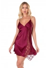 Bicomi Bordo Kısa Saten Gecelik