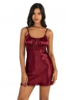 Bicomi Bordo Kısa Saten Gecelik 8208