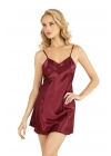 Bicomi Bordo Kısa Saten Gecelik 8231
