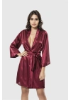 Bicomi Bordo Kısa Saten Sabahlık