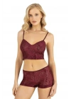 Bicomi Bordo Saten Şort Takımı 9219