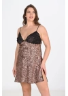 Bicomi Büyük Beden 2li Leopar Sabahlık Takımı Bigsize 6203
