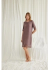 Bicomi Dantel Detaylı Kısa Kollu ve Önü Düğmeli Gecelik