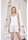 Bicomi Dantelli Tüllü ve Dekolteli Saten Şort Takımı