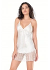 Bicomi Ekru Kısa Saten Gecelik