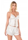 Bicomi Ekru Saten Babydoll Şort Takımı