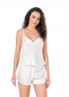 Bicomi Ekru Saten Babydoll Şort Takımı