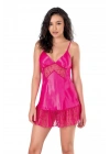 Bicomi Fuşya Kısa Saten Gecelik
