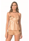 Bicomi Gold Saten Babydoll Şort Takımı