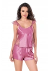 Bicomi Gül Kurusu Saten Babydoll Şort Takımı