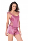 Bicomi Gül Kurusu Saten Babydoll Şort Takımı