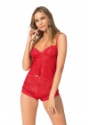 Bicomi Kırmızı Jakarlı Babydoll Şort Takımı