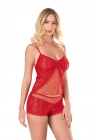 Bicomi Kırmızı Jakarlı Babydoll Şort Takımı