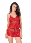 Bicomi Kırmızı Saten Babydoll Şort Takımı