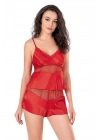 Bicomi Kırmızı Saten Babydoll Şort Takımı