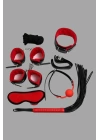 Bicomi Kırmızı/Siyah İçi Tüylü Deri 7li Harness Set