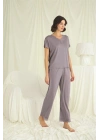 Bicomi Kısa Kollu V Yakalı Dantelli Pijama Takımı