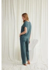 Bicomi Kısa Kollu V Yakalı Dantelli Pijama Takımı
