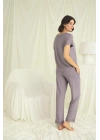 Bicomi Kısa Kollu V Yakalı Dantelli Pijama Takımı