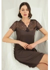 Bicomi Kısa Kollu ve Dantelli V Yaka Gecelik