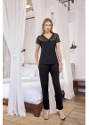 Bicomi Kısa Kollu ve Dantelli V Yaka Pijama Takımı