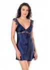 Bicomi Lacivert Kısa Saten Gecelik