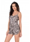 Bicomi Leopar Saten Babydoll Şort Takımı