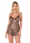 Bicomi Leopar Saten Babydoll Şort Takımı
