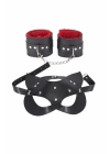 Bicomi Maske Ve Kelepçe Deri Harness Fantezi Set