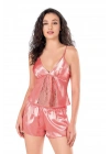 Bicomi Mercan Saten Babydoll Şort Takımı