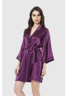 Bicomi Mor Kısa Saten Sabahlık