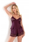 Bicomi Mürdüm Saten Babydoll Şort Takımı