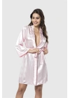 Bicomi Pembe Kısa Saten Sabahlık