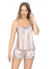 Bicomi Pudra Saten Babydoll Şort Takımı